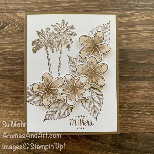 By Su Mohr for the Pals Blog Hop; Click READ or Visit to go to my blog for details! Featuring: Timeless Tropical Stamp Set, In The Tropics Dies, Tea Together Stamp Set, sepia; #tropical #tropicalcards #tropicaltheme #timelesstropical #inthetropics #palmtrees #handmadecards #handcrafted #papercrafting #diy #cardmaking #sepia #sepiacards #sepiaart