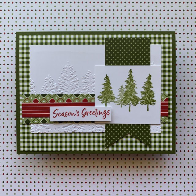 By Su Mohr for PP; Click READ or VISIT to go to my blog for details! Featuring: Heartwarming Hugs Designer Paper, Evergreen Forest embossing, In The Pines Stamp Set; #christmascards #holidaycards #holiday2020 #inthepines #christmastrees #treesoncards #pinetrees #cardsketches #handmadecards #handcrafted #cardmaking #diy #papercrafting 