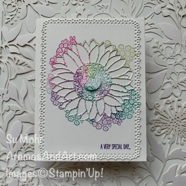By Su Mohr for Seize the B'day; Click READ or VISIT to go to my blog for details! Featuring: Sunflower Dies, Ornate Style Stamp Set, Ornate Layers Dies, Someone Special Stamp Set; #birthdaycards #sunflowers #sunflowersoncards #flowers #ornatestyle #colorcombos #cardtechniques #handmadecards #handcrafted #diy #papercrafting #cardmaking #cardchallenges