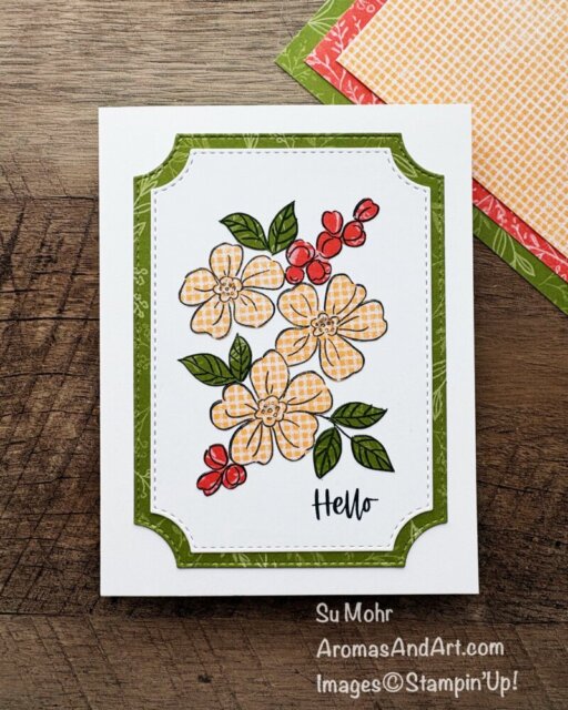 By Su Mohr for GDP 544; Click aromasandart.com to go to my website for details! Featuring: Fragrant Layers, Lovely & Beautiful DSP, Branching Out Dies, Epoxy Shapes; #fragrantlayers #lovely&beautiful #branchingout #case #gdp544 #handmadecards #handcrafted #diy #cardmaking #paperpiecing #stampinup